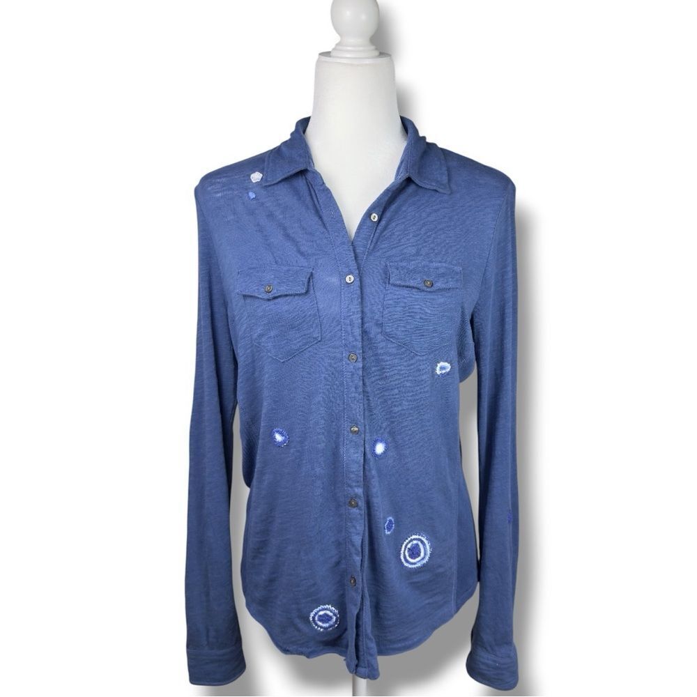 Aeropostale Blue Shirt with Crochet Accents Sz M